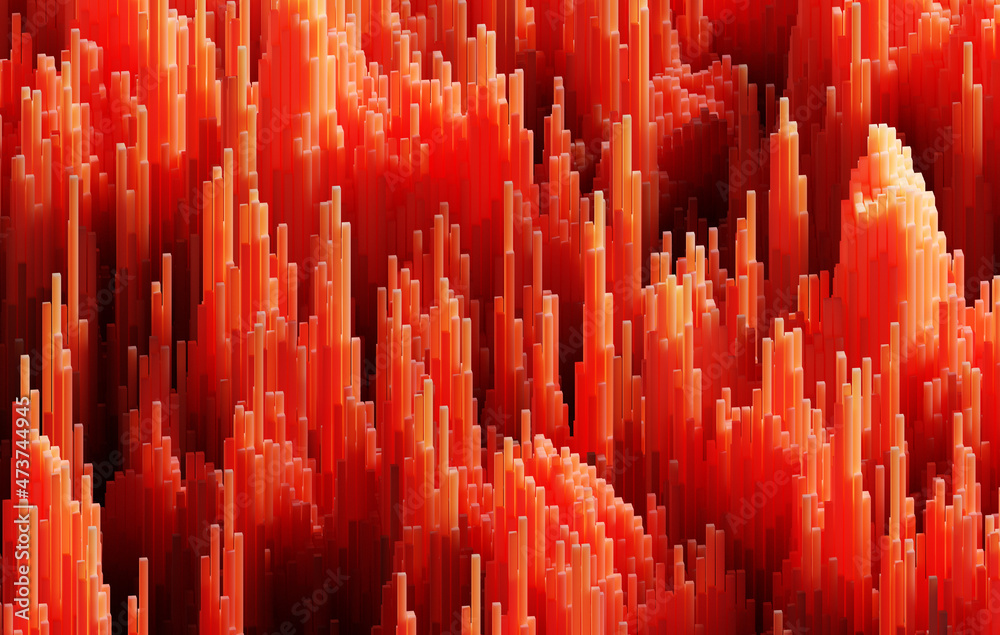 3D landscape. Red abstract data visualization concept. 3D landscape. Red abstract data visualization concept.