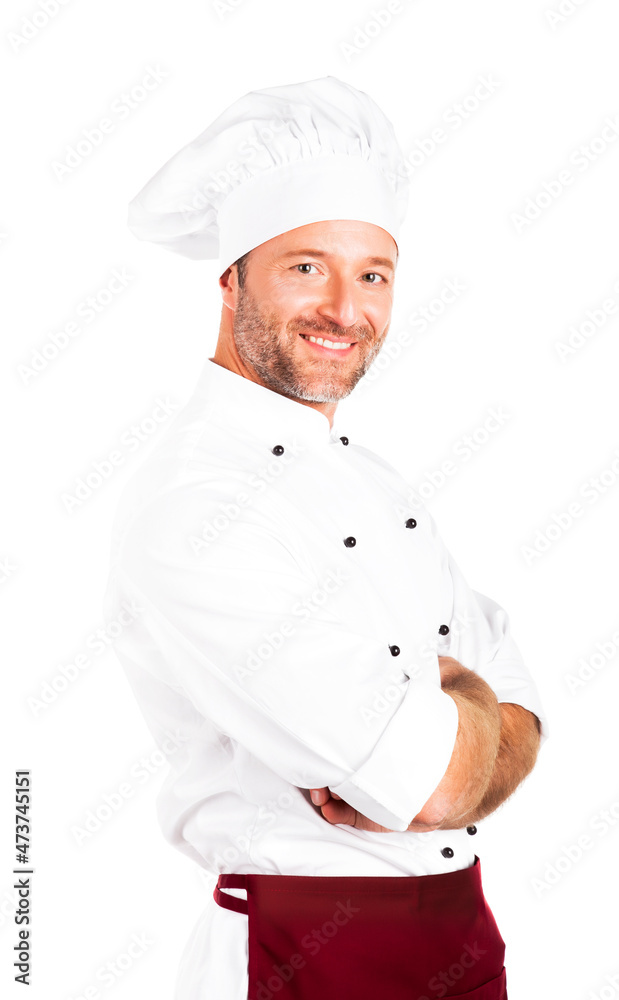 Portrait of a smiling chef isolated on white Portrait of a smiling chef isolated on white