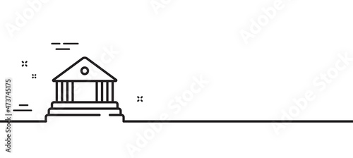 Court building line icon. Administration of justice sign. Judgement law symbol. Minimal line illustration background. Court building line icon pattern banner. White web template concept. Vector