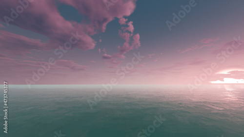 Pink clouds over the ocean photo