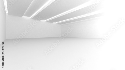 Illuminated corridor interior design. Empty Room Interior Background