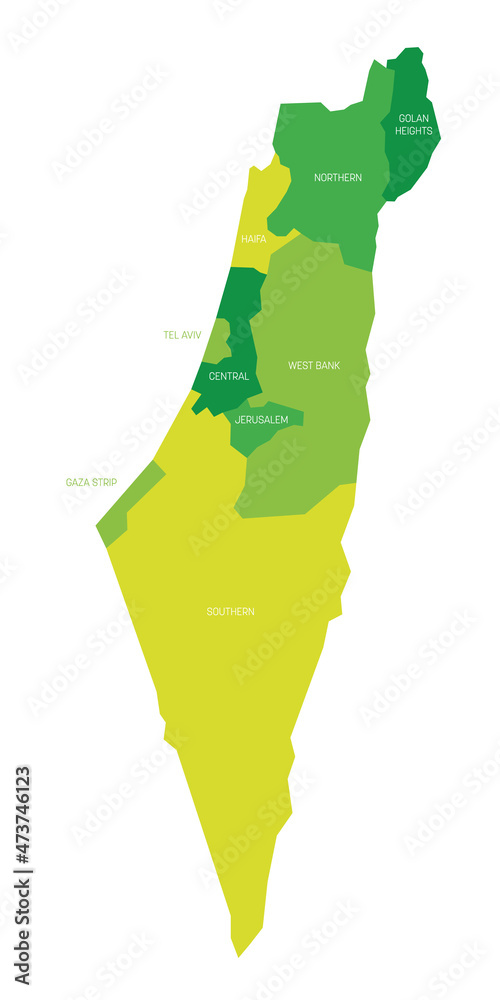 Israel - administrative map of districts Stock Vector | Adobe Stock