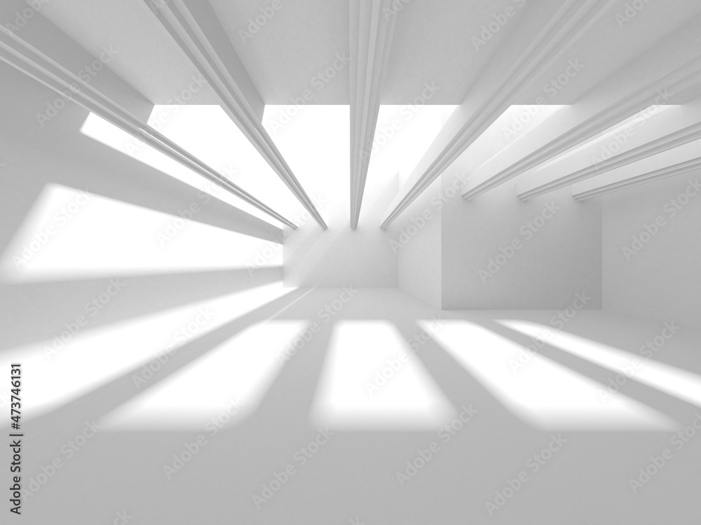 Illuminated corridor interior design. Empty Room Interior Background