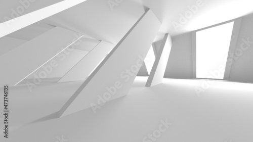 Illuminated corridor interior design. Empty Room Interior Background