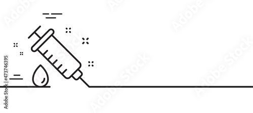 Medical syringe line icon. Medicine vaccine sign. Pharmacy medication symbol. Minimal line illustration background. Medical syringe line icon pattern banner. White web template concept. Vector
