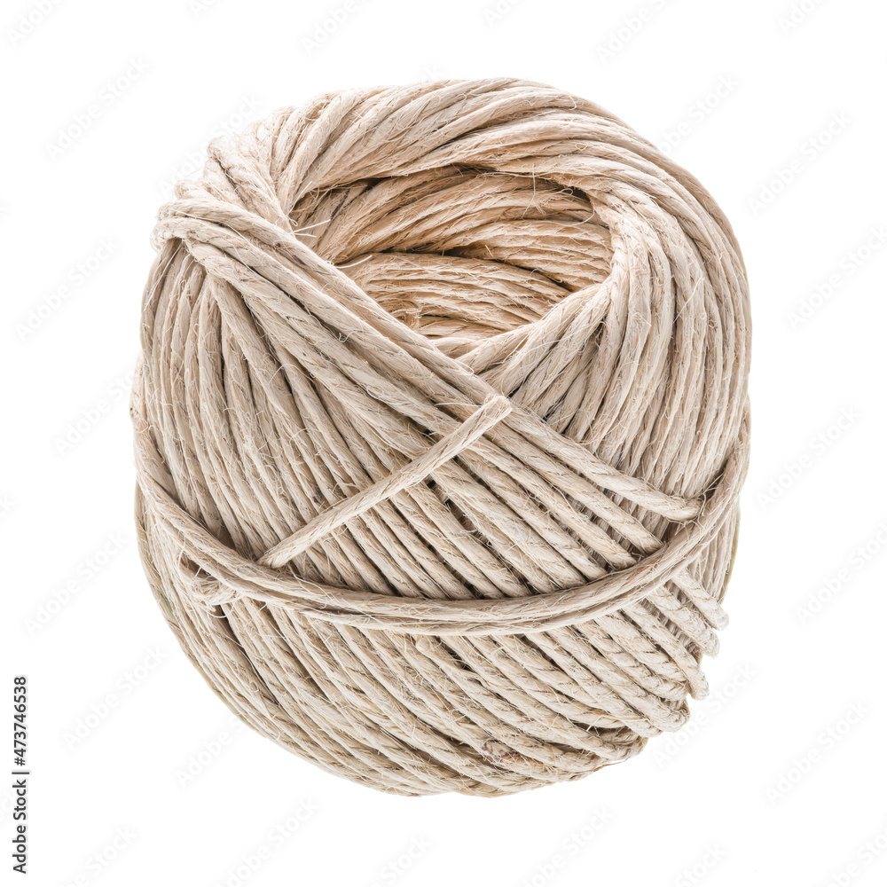 Ball of hemp rope isolated on white 
