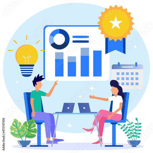 Illustration vector graphic cartoon character of performance standards and project management certification