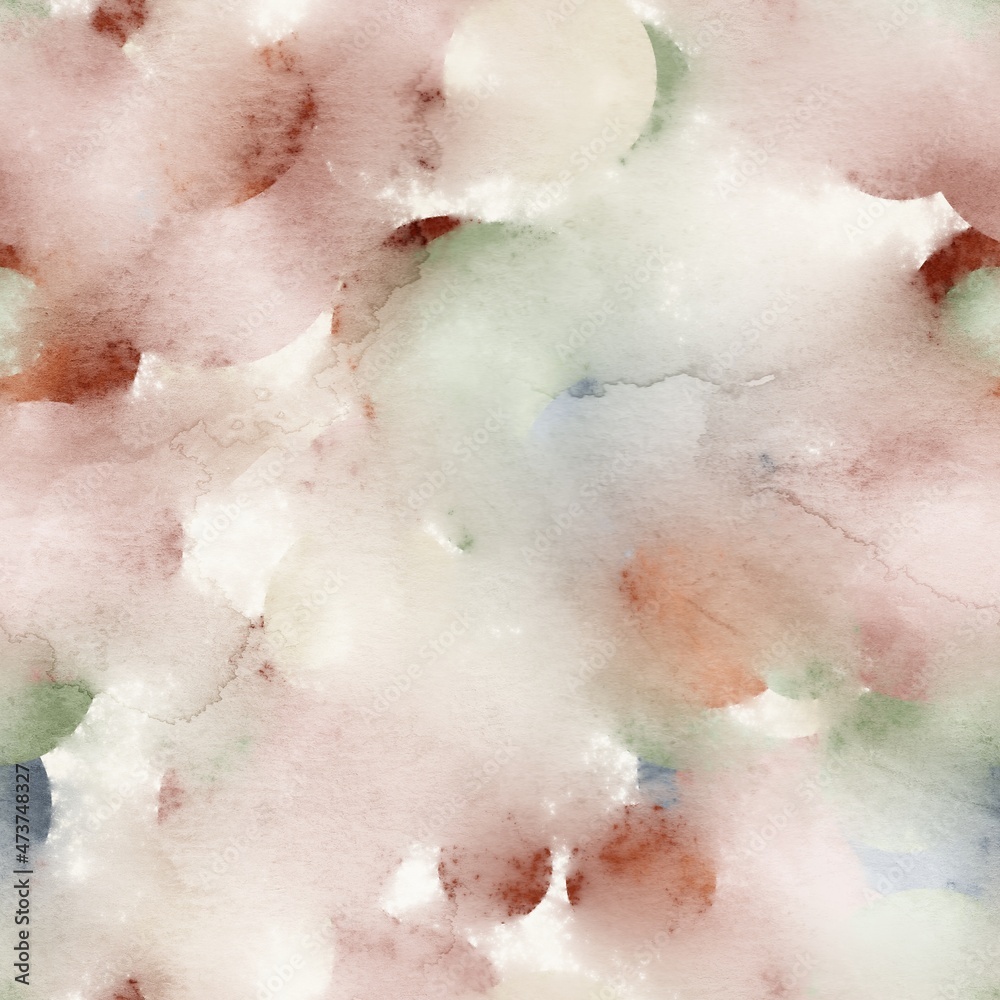 Fototapeta premium Seamless elegant geo watercolor wet on wet bleed surface pattern design for print. High quality illustration. Graphic repeat motif with intricate textures and realisitic cold press paper texture.