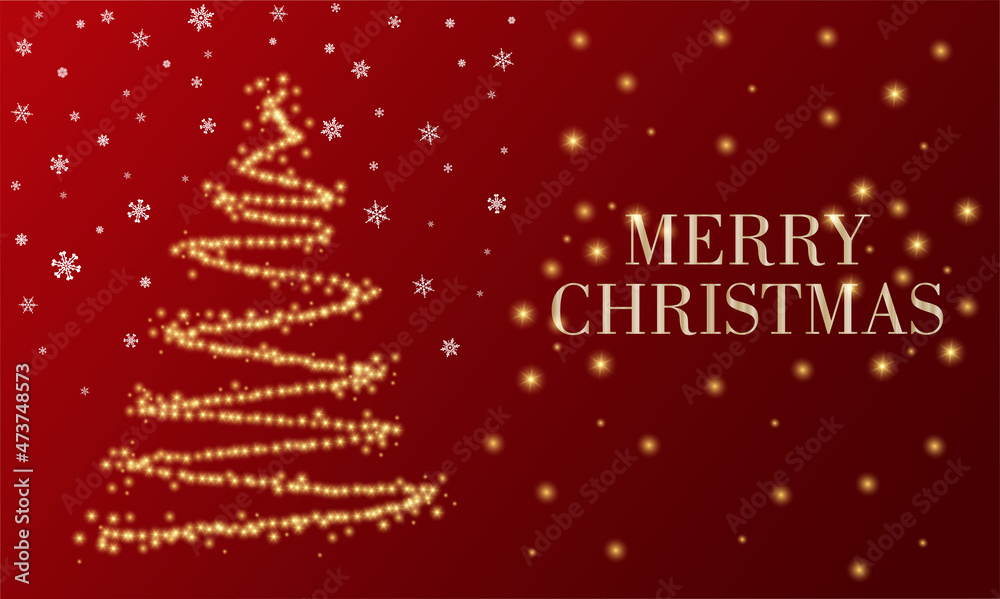 merry christmas card with christmas tree