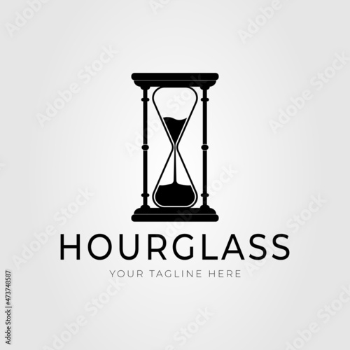 Vintage hourglass or sand timer logo vector illustration design