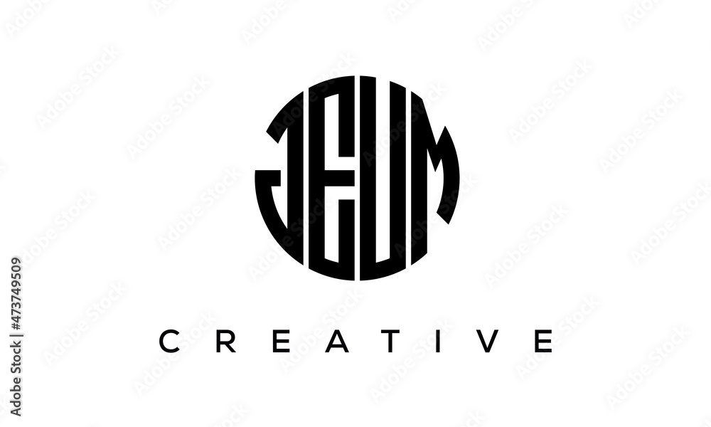 Letters JEUM creative circle logo design vector, 4 letters logo Letters JEUM creative circle logo design vector, 4 letters logo