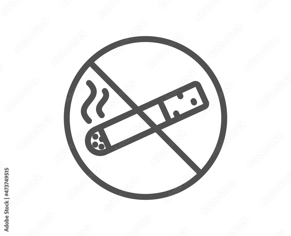 No smoking line icon. Stop smoke sign. Prohibit cigarette symbol. Quality design element. Linear style no smoking icon. Editable stroke. Vector No smoking line icon. Stop smoke sign. Prohibit cigarette symbol. Quality design element. Linear style no smoking icon. Editable stroke. Vector