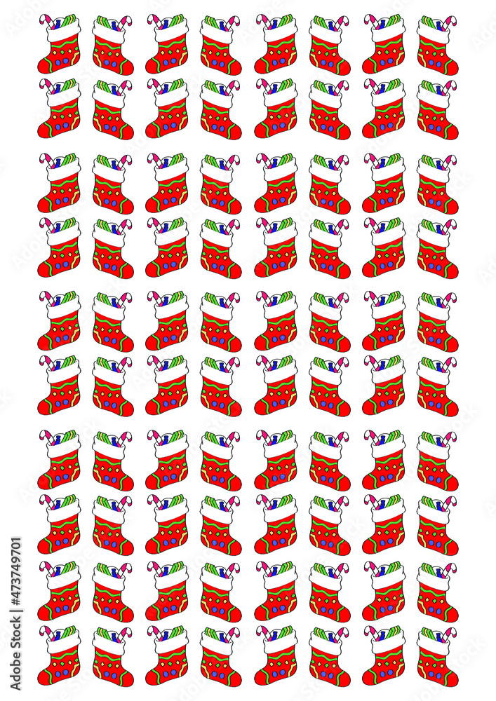 christmas background, repetition of christmas boots with candies christmas background, repetition of christmas boots with candies