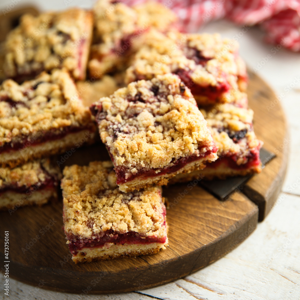 Traditional homemade berry squares with streusel Traditional homemade berry squares with streusel