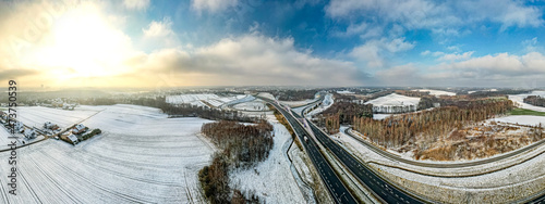Autostrada A1 - węzeł komunikacyjny Mszana, koło Jastrzębia Zdróju na Śląsku ...