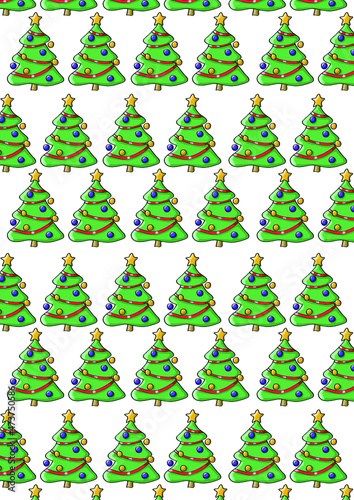 seamless pattern with christmas trees,green christmas tree with red decorations