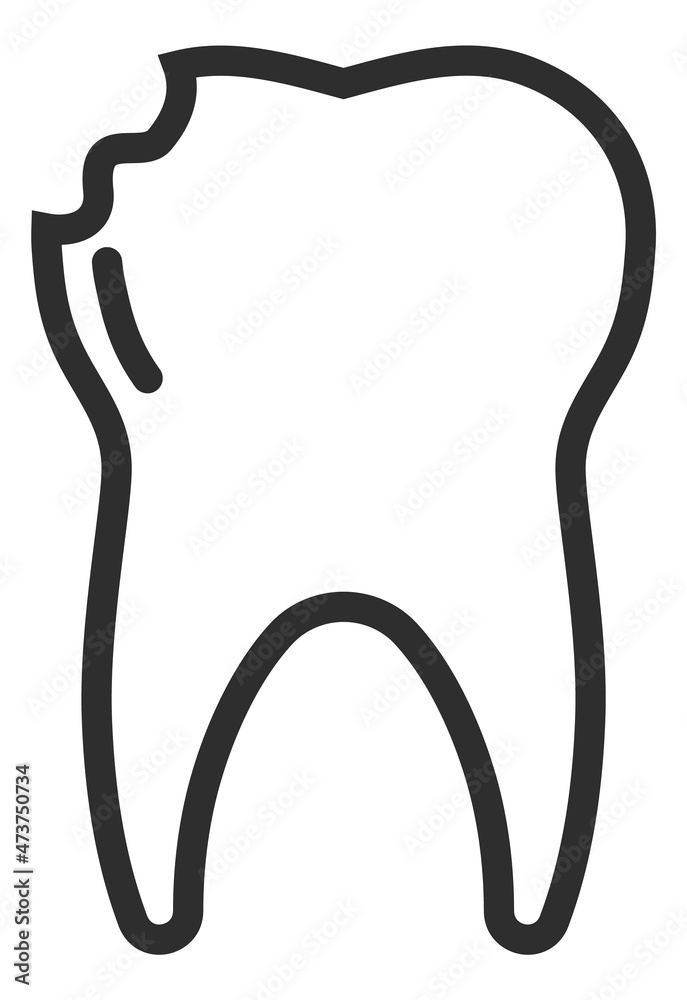 Damaged tooth icon. Dental pain symbol. Toothache sign Damaged tooth icon. Dental pain symbol. Toothache sign