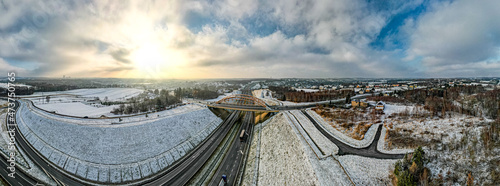 Autostrada A1 - węzeł komunikacyjny Mszana, koło Jastrzębia Zdróju na Śląsku ...