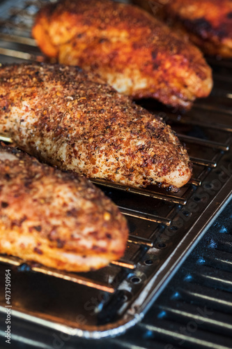 Chicken breast baked on a gas
grill