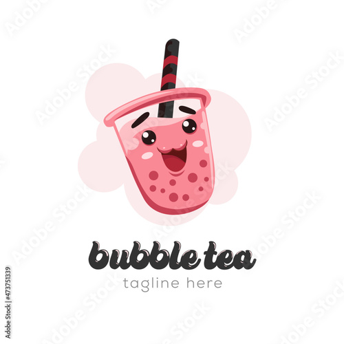 Bubble Tea With Boba Mascot Cute Character Illustration