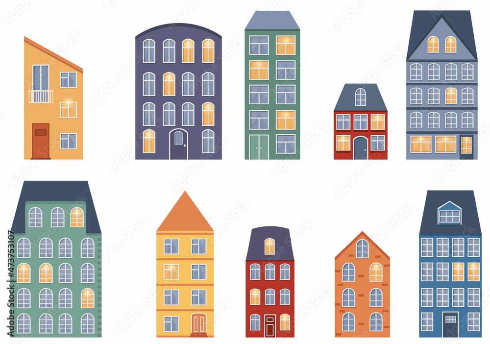 Scandinavian style houses, set collection