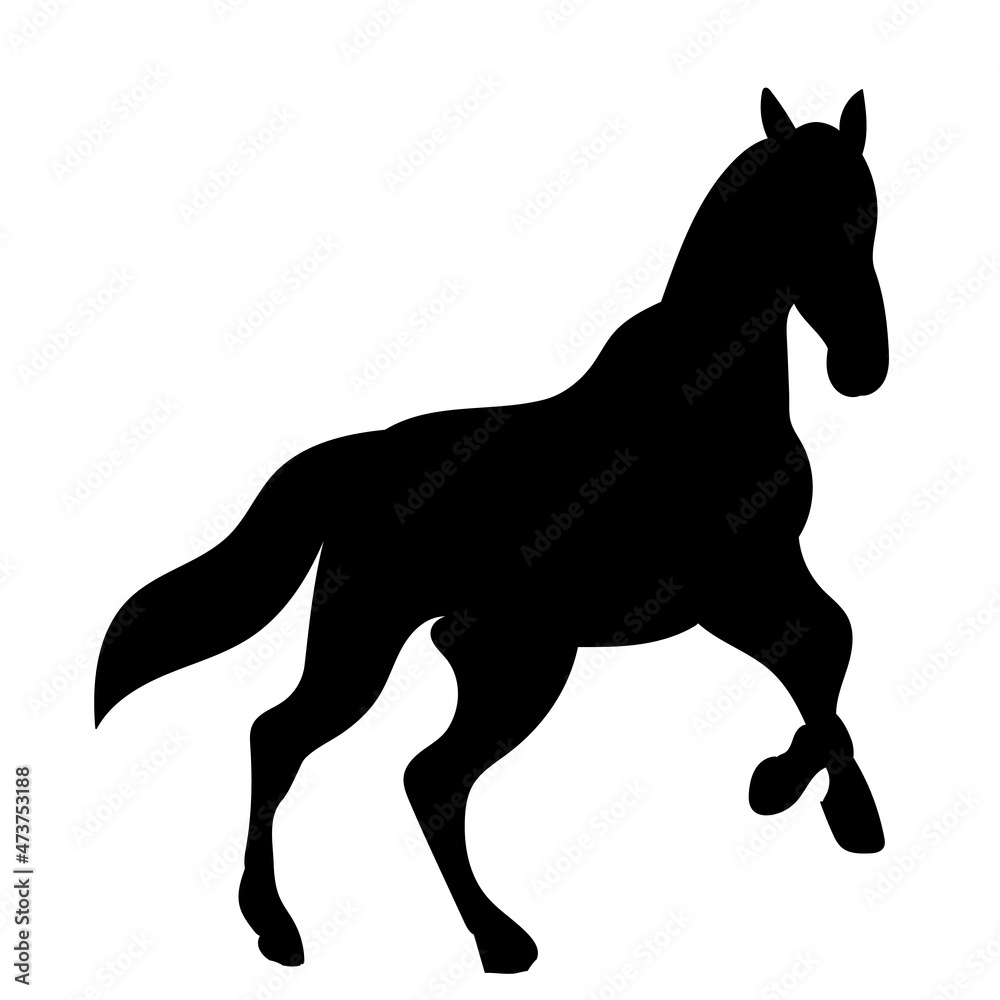 silhouette of a running horse on a white background, isolated
