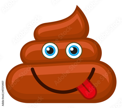 Yummy poop emoticon. Poo liked it. Funny cartoon emoji