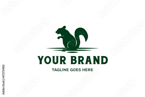 Retro Vintage Squirrel Silhouette Logo Design Vector