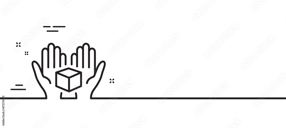 Hold open box line icon. Delivery parcel sign. Cargo package symbol. Minimal line illustration background. Hold box line icon pattern banner. White web template concept. Vector Hold open box line icon. Delivery parcel sign. Cargo package symbol. Minimal line illustration background. Hold box line icon pattern banner. White web template concept. Vector