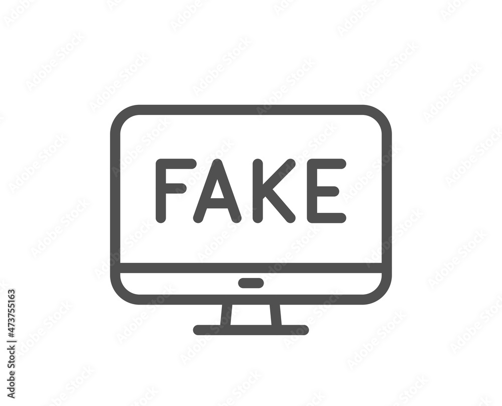 Fake news line icon. Propaganda conspiracy tv sign. Wrong truth symbol. Quality design element. Linear style fake news icon. Editable stroke. Vector Fake news line icon. Propaganda conspiracy tv sign. Wrong truth symbol. Quality design element. Linear style fake news icon. Editable stroke. Vector