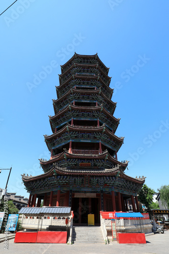 The pagoda with traditional Chinese style is in a tourist area, North China