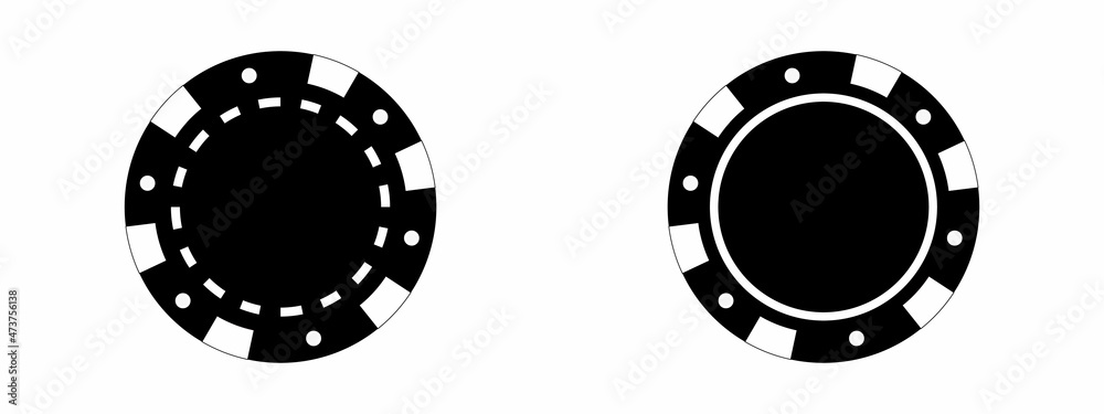 Poker chips black icons vector set. Isolated Casino poker chip template.  Poker symbols. Playing poker concept. Stock Vector | Adobe Stock