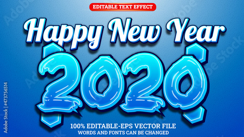 3D Text Effect Editable Happy New Year 2020