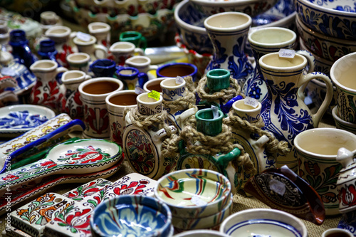 Romanian clay handmade pottery in Christmas market