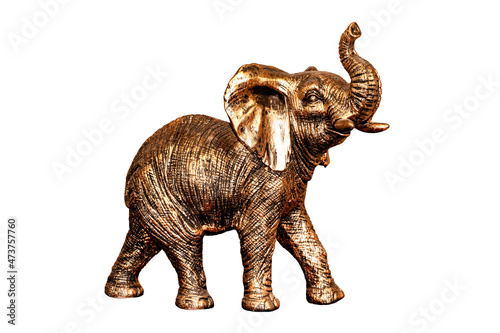 Fototapeta Naklejka Na Ścianę i Meble -  Bronze elephant figurine isolated on white background.