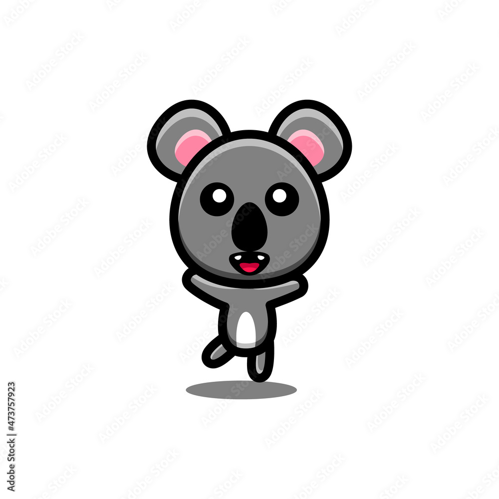 Naklejka premium Koala dancing in white background, Cartoon vector logo design template for t shirt ,sticker etc, editable