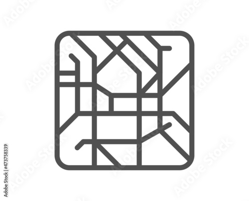 Metro map line icon. Underground subway sign. Transit topological map symbol. Quality design element. Linear style metro map icon. Editable stroke. Vector