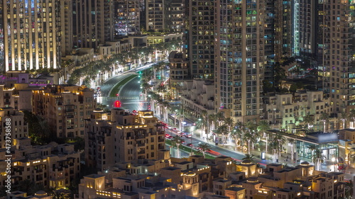 Photos Intersection traffic night timelapse on Mohammed Bin Rashid Boulevard curves amo