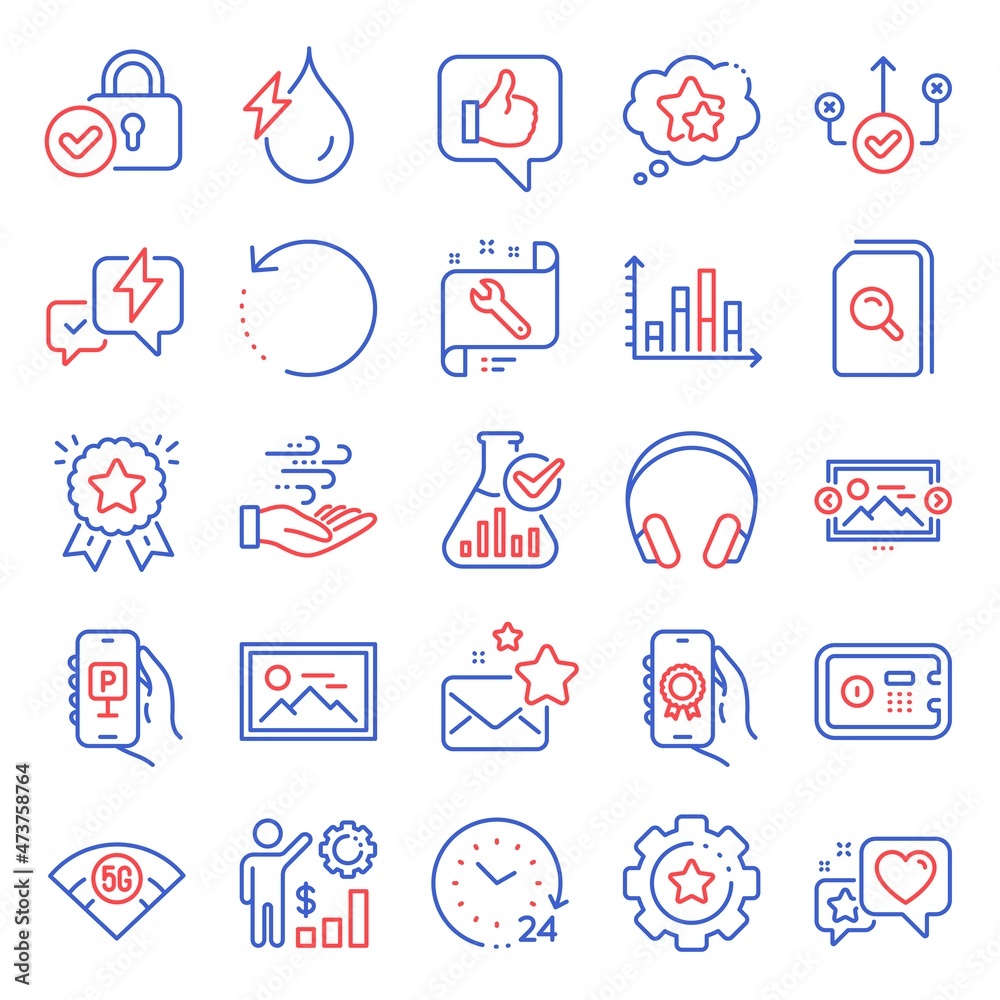 Technology icons set. Included icon as Ranking star, Correct way, Headphones signs. Ranking stars, Settings gear, Like symbols. Recovery data, Diagram graph, Safe box. Chemistry lab, Heart. Vector Technology icons set. Included icon as Ranking star, Correct way, Headphones signs. Ranking stars, Settings gear, Like symbols. Recovery data, Diagram graph, Safe box. Chemistry lab, Heart. Vector