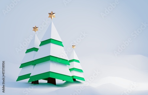 3d cartoon christmas trees....
