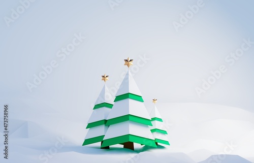 3d cartoon christmas trees....
