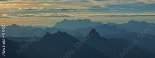 Swiss mountains at sunrise.