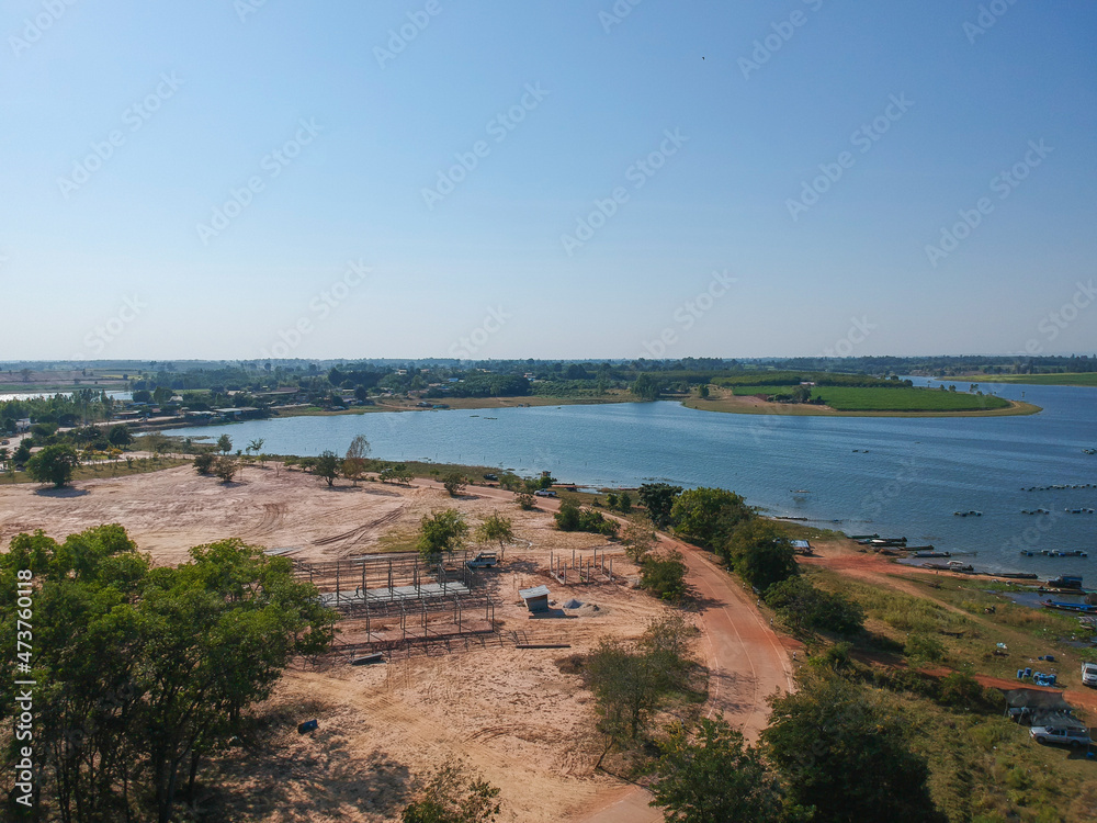 Landscape of Nature view around Thepsuda Bridge beautiful landmark in Kalasin unseen at Kalasin,Thailand.