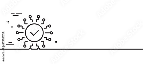 Security network line icon. Cyber defence sign. Artificial intelligence symbol. Minimal line illustration background. Security network line icon pattern banner. White web template concept. Vector