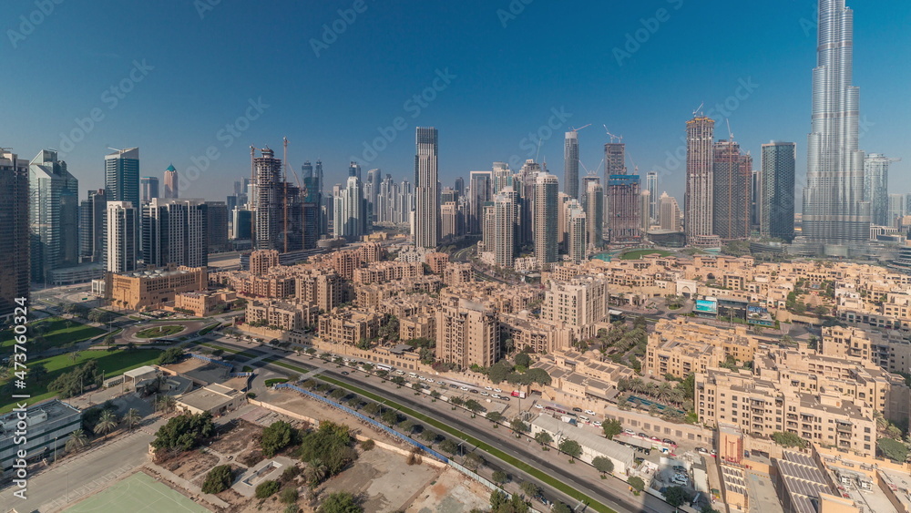 Dubai Downtown timelapse with tallest skyscraper and other towers