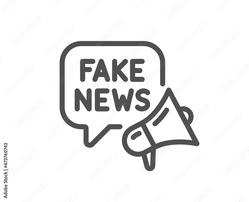 Fake news line icon. Propaganda conspiracy chat sign. Wrong truth megaphone symbol. Quality design element. Linear style fake news icon. Editable stroke. Vector Fake news line icon. Propaganda conspiracy chat sign. Wrong truth megaphone symbol. Quality design element. Linear style fake news icon. Editable stroke. Vector