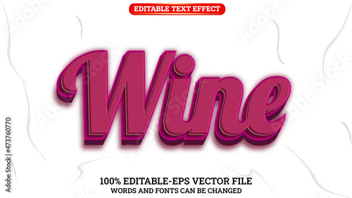 3D Text Effect Style Editable Wine
