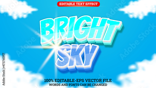 3D Text Effect Style Editable Bright Sky