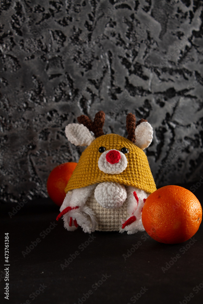 knitted gnome and tangerines