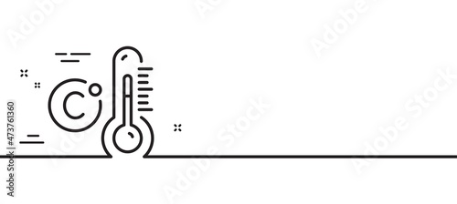 Celsius thermometer line icon. Temperature diagnostic sign. Fever measuring symbol. Minimal line illustration background. Celsius thermometer line icon pattern banner. Vector